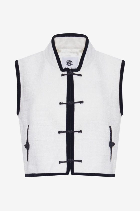 Bouclé VEST - WHITE/BLACK