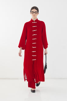  VELVET LIGHT COAT - BRIGHT RED