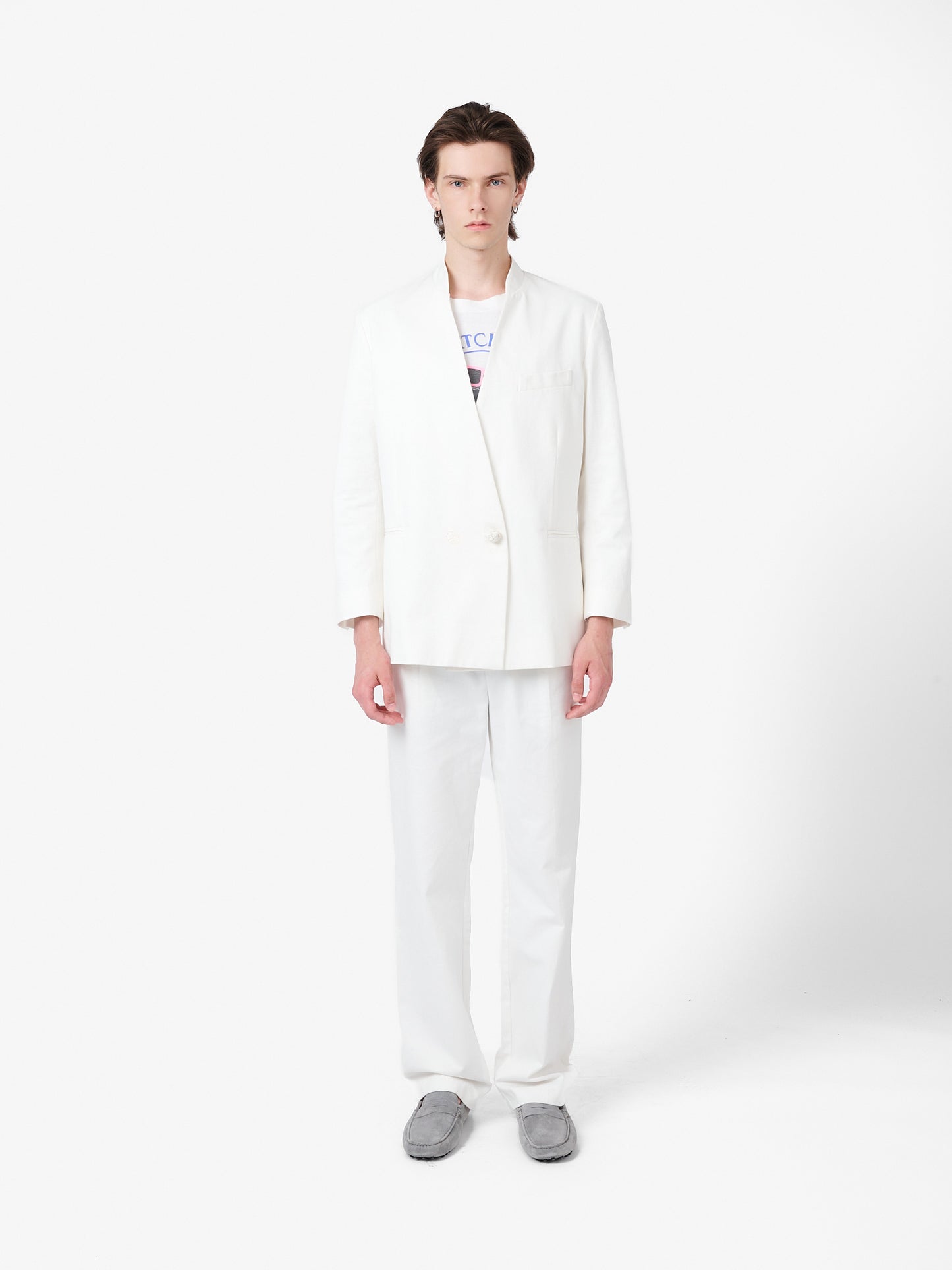Suit Pants in White Cotton Twill III