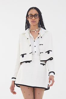  Bouclé CROP JACKET - OFF WHITE