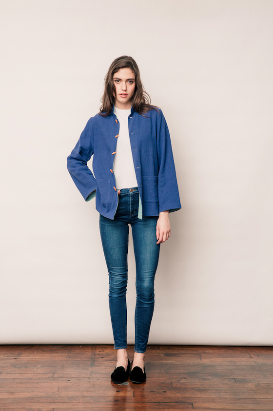 Reversible Weekend Blazer - Blue Nankeen