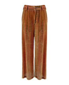  Silk Velvet Blend Trousers - Gea Gold Devoré