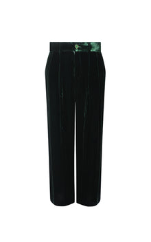  Silk Velvet Blend Trousers - Green